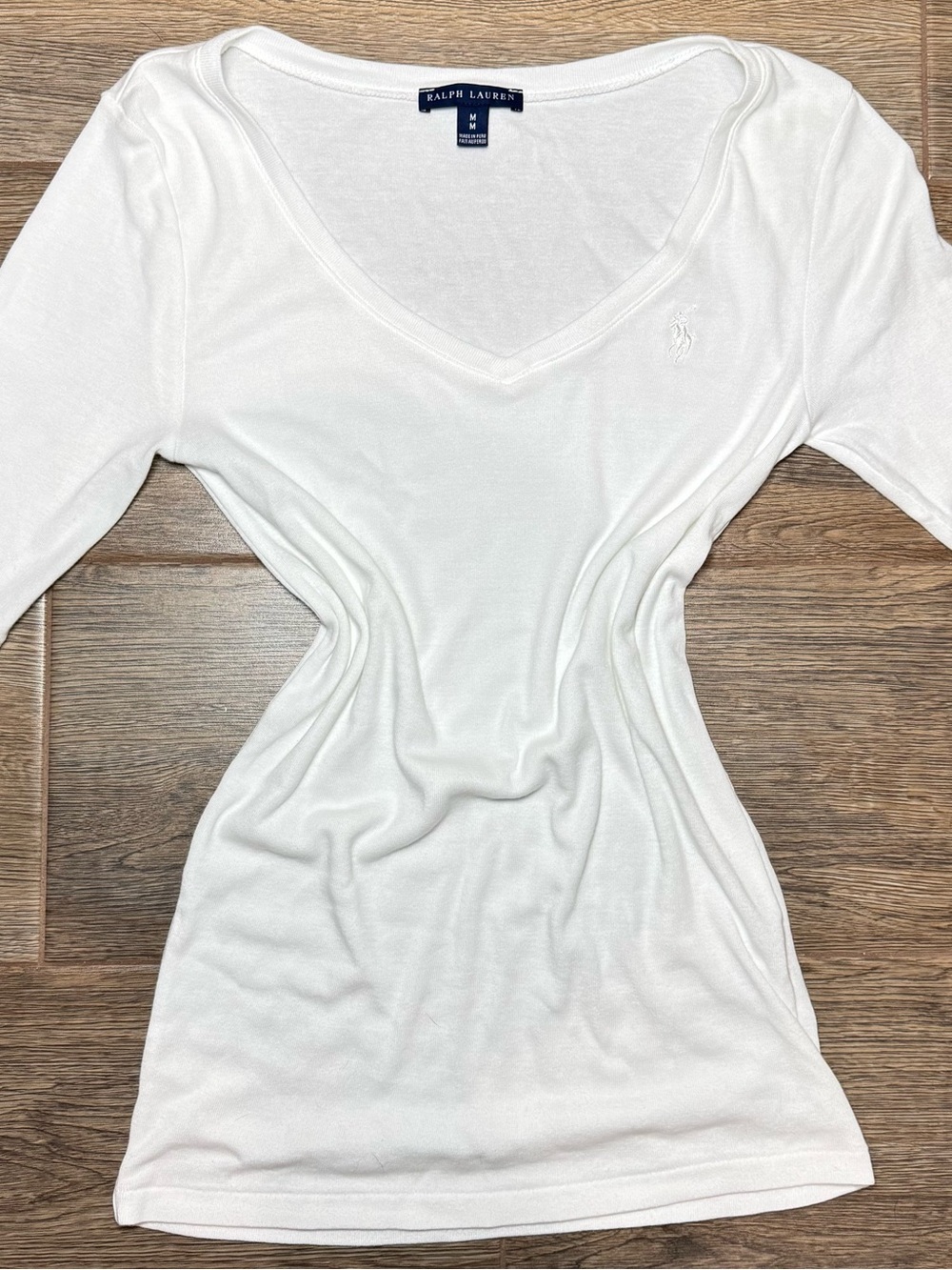 Ralph Lauren White Scoop Neck Short Sleeve Cotton Women’s Medium Casual Top